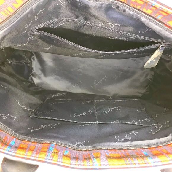 Very Bradley Red Blue Linear Graphic Double Handle Like New Travel Tote - Picture 14 of 16